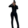Womens Fashion Ribbed-Stripe Casual Sports Set